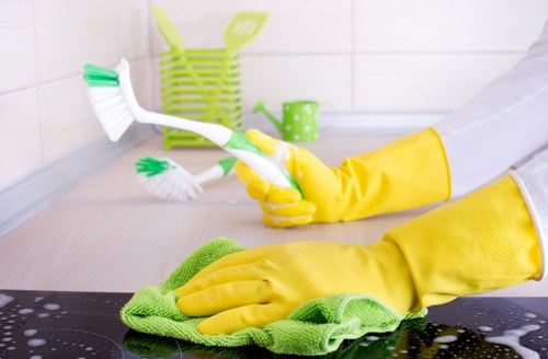 Commercial curtain cleaning in a polished business space