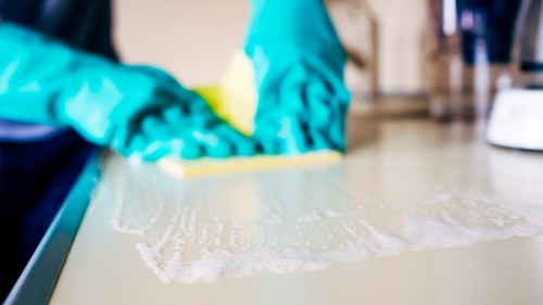 Technician performing steam carpet cleaning in a Sudbury property